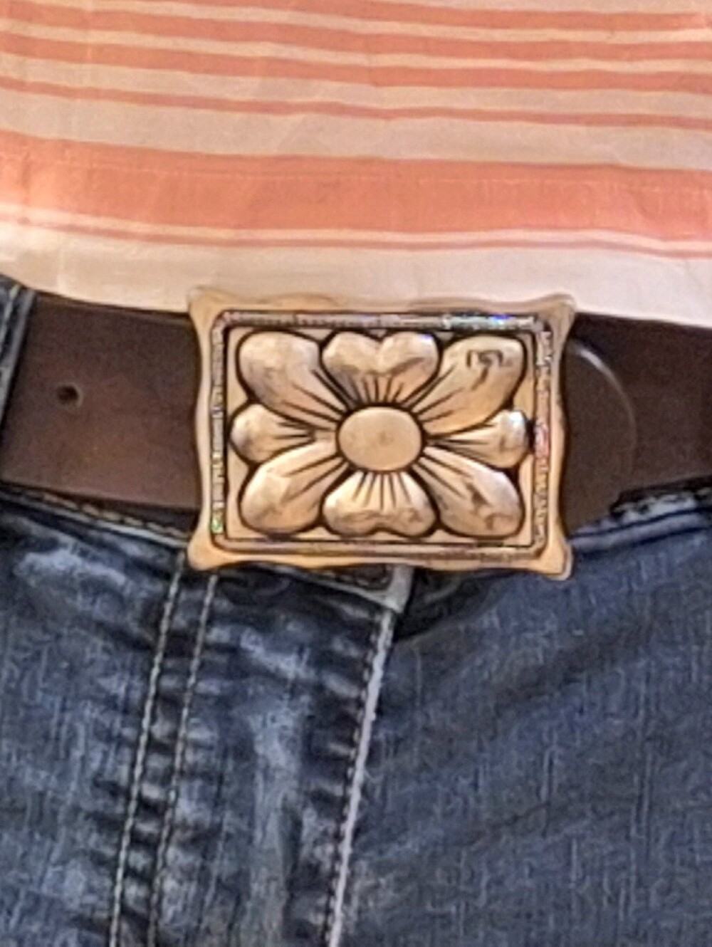 Silver Flower Belt Buckle